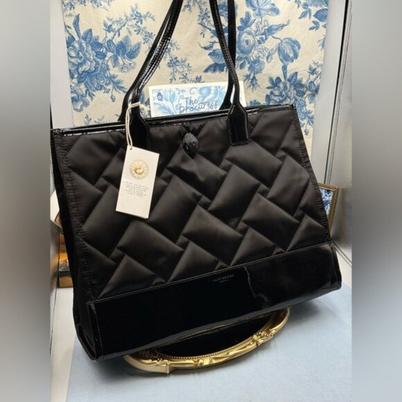 🆕 KURT GEIGER LONDON 🧿 NWT Recycled Drench Square Shopper Tote Bag, All Black - Picture 2 of 16